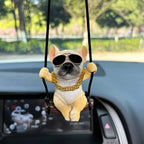 Car Interior Accessories Resin Trend Sunglasses Necklace Swing Bulldog Auto Rearview Mirror Pendant For Car Decoration Products