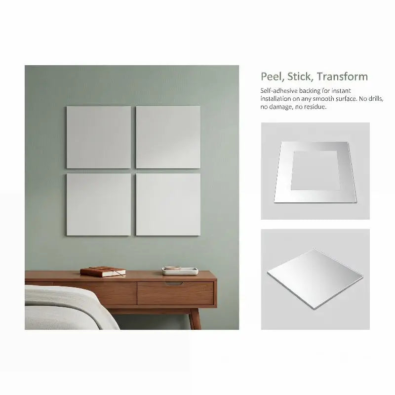 Home Decor 1PC Square Mirror Acrylic Sticker Self-adhesive for DIY Projects Secondary image