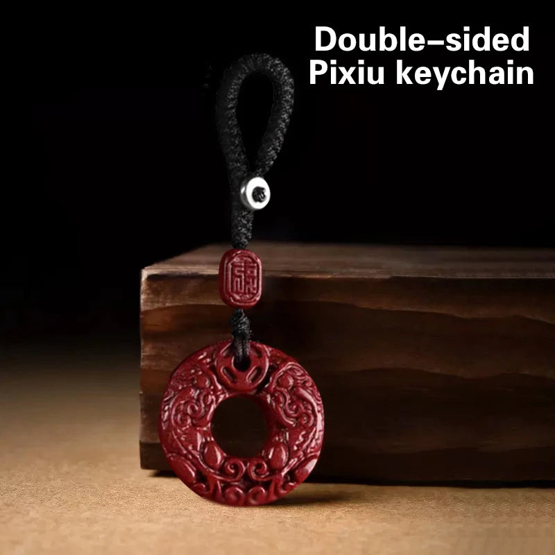 Exquisite Double-sided Carved Jade Safety Buckle Brave Troops Keyring Wealth Transfer Handcrafted Retro Carved Pendant Necklace