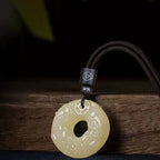 Exquisite Double-sided Carved Jade Safety Buckle Brave Troops Keyring Wealth Transfer Handcrafted Retro Carved Pendant Necklace