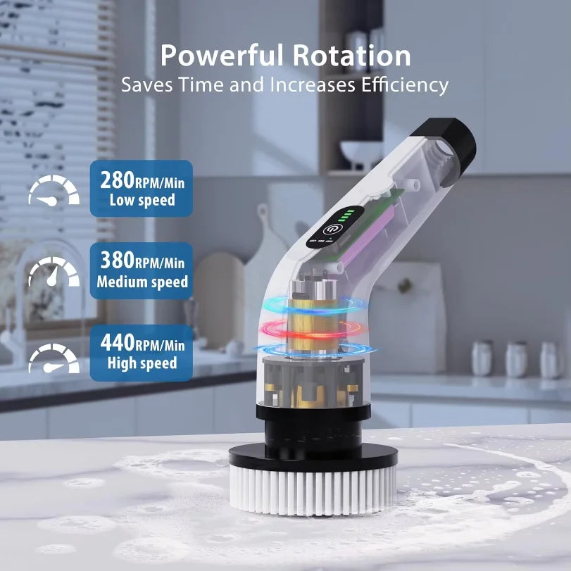 9-in-1 Cordless Spin Scrubber Electric Multipurpose Cleaning Brush for Kitchen Bathroom Toilet - Household Hair Brushes And Mops
