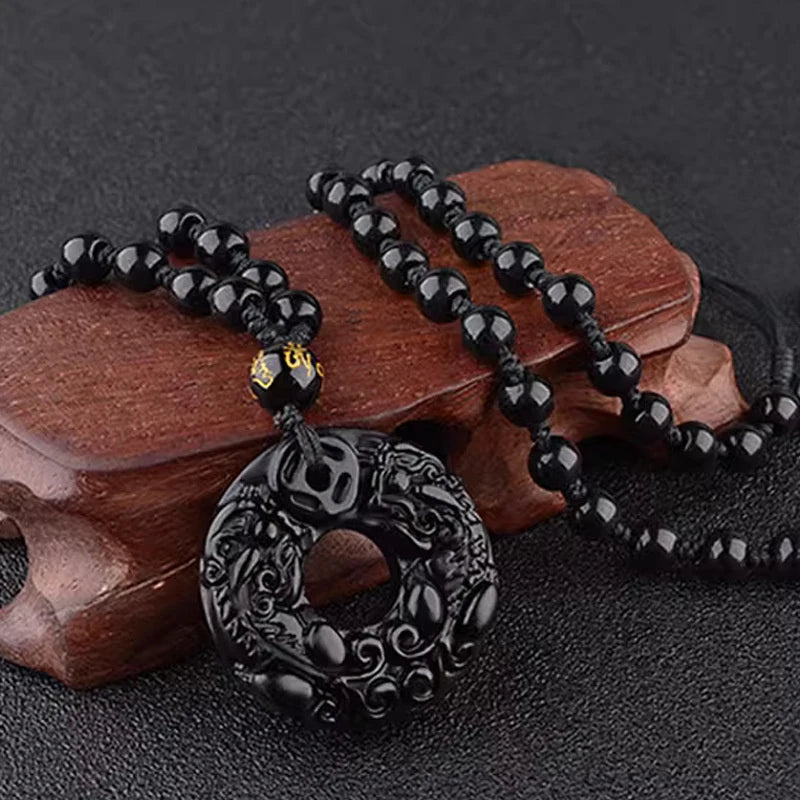 Exquisite Double-sided Carved Jade Safety Buckle Brave Troops Keyring Wealth Transfer Handcrafted Retro Carved Pendant Necklace Main image