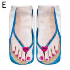 1 Pair 3D Printing Pattern Flip Flop Socks Funny Socks for Women Flip-flop Ankle Socks Low Cut Floor Socks Hosiery Novelty Gifts