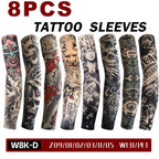 8Pcs Tattoo Sleeves Summer Men Women UV Protection Cooling Sleeves Temporary Full Arm Tattoo Sleeves Driving Fishing Arm Sleeves