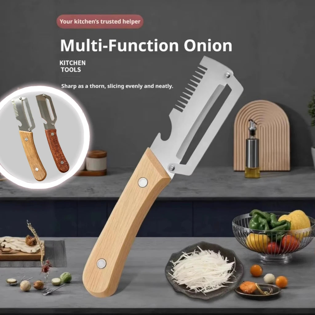 Multi-Functional Stainless Steel Peeler with Wooden Handle, Durable Smooth Kitchen Gadget for Fruits and Vegetables Peeling Slic Main image