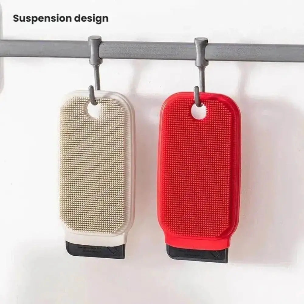 Flexible Fruit Vegetable Cleaning Brush Silicone 2-in-1 Crevice Brush with Scraper Hangable Kitchen Cleaning Brush