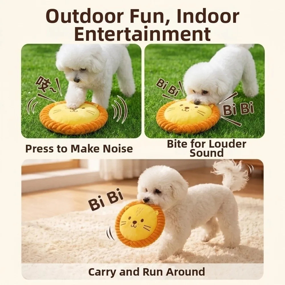 Soft Dog Plush Flying Disc Cartoon Bite-Resistant Interactive Dog Throw Toy Teeth Grinding Chew Resistant Pet Teeth Cleaning Toy