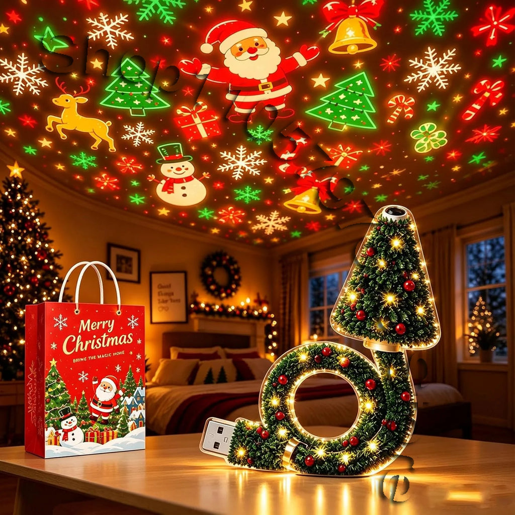 Portable Christmas LED Projection Lamp,Projetor Natal, Home Indoor Holiday Party Decor Ambient Light