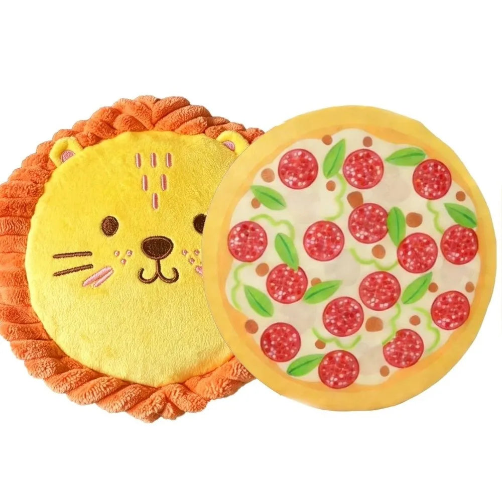 Soft Dog Plush Flying Disc Cartoon Bite-Resistant Interactive Dog Throw Toy Teeth Grinding Chew Resistant Pet Teeth Cleaning Toy