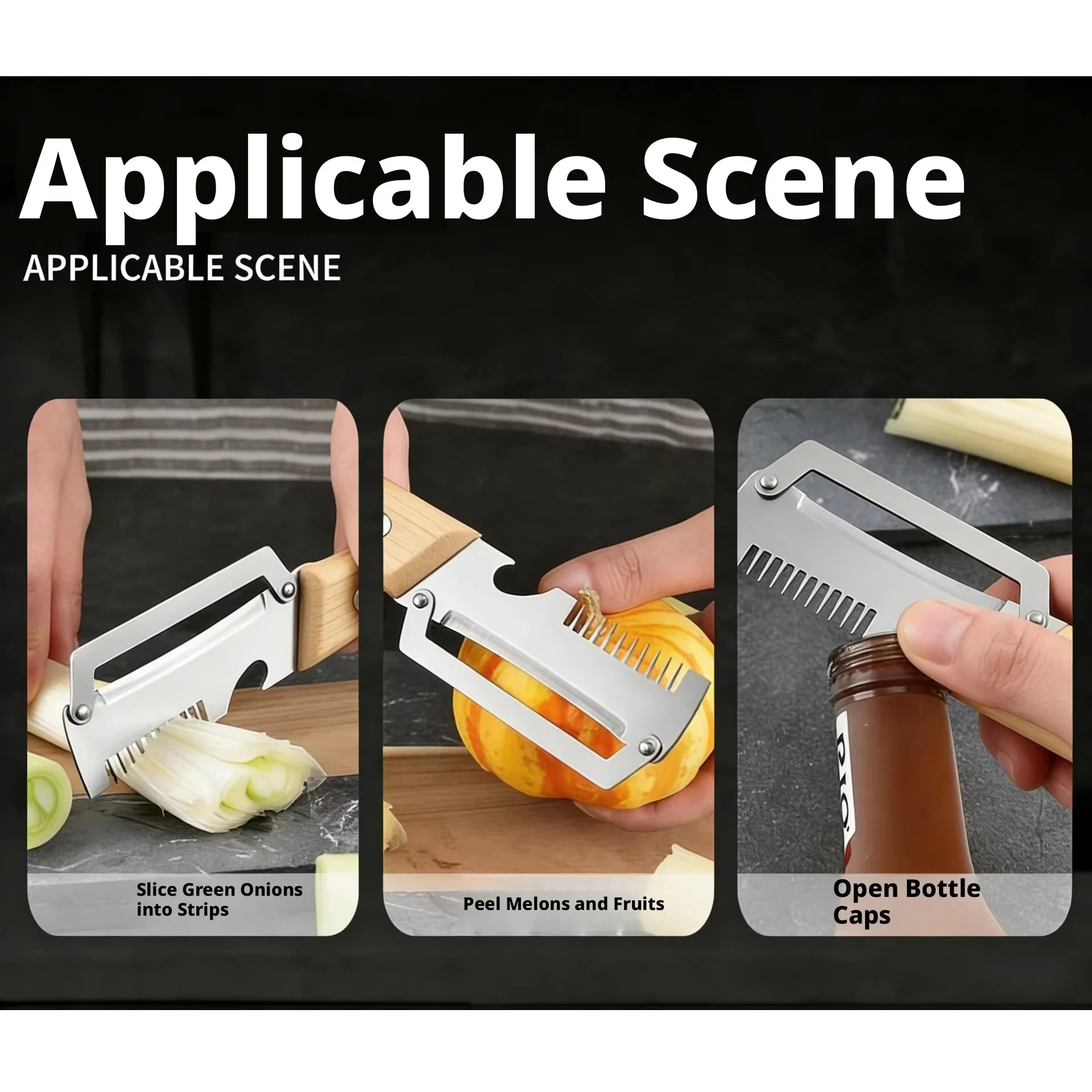 Multi-Functional Stainless Steel Peeler with Wooden Handle, Durable Smooth Kitchen Gadget for Fruits and Vegetables Peeling Slic Secondary image