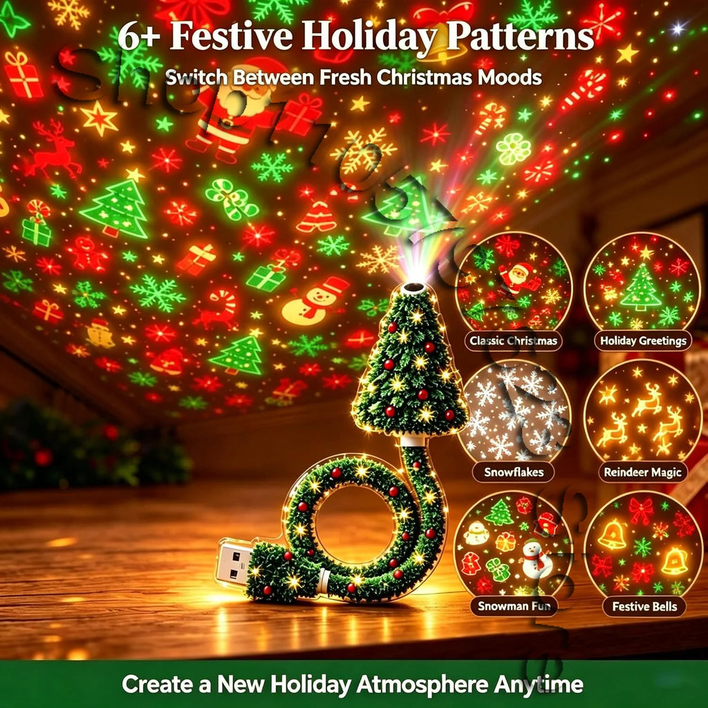 Portable Christmas LED Projection Lamp,Projetor Natal, Home Indoor Holiday Party Decor Ambient Light