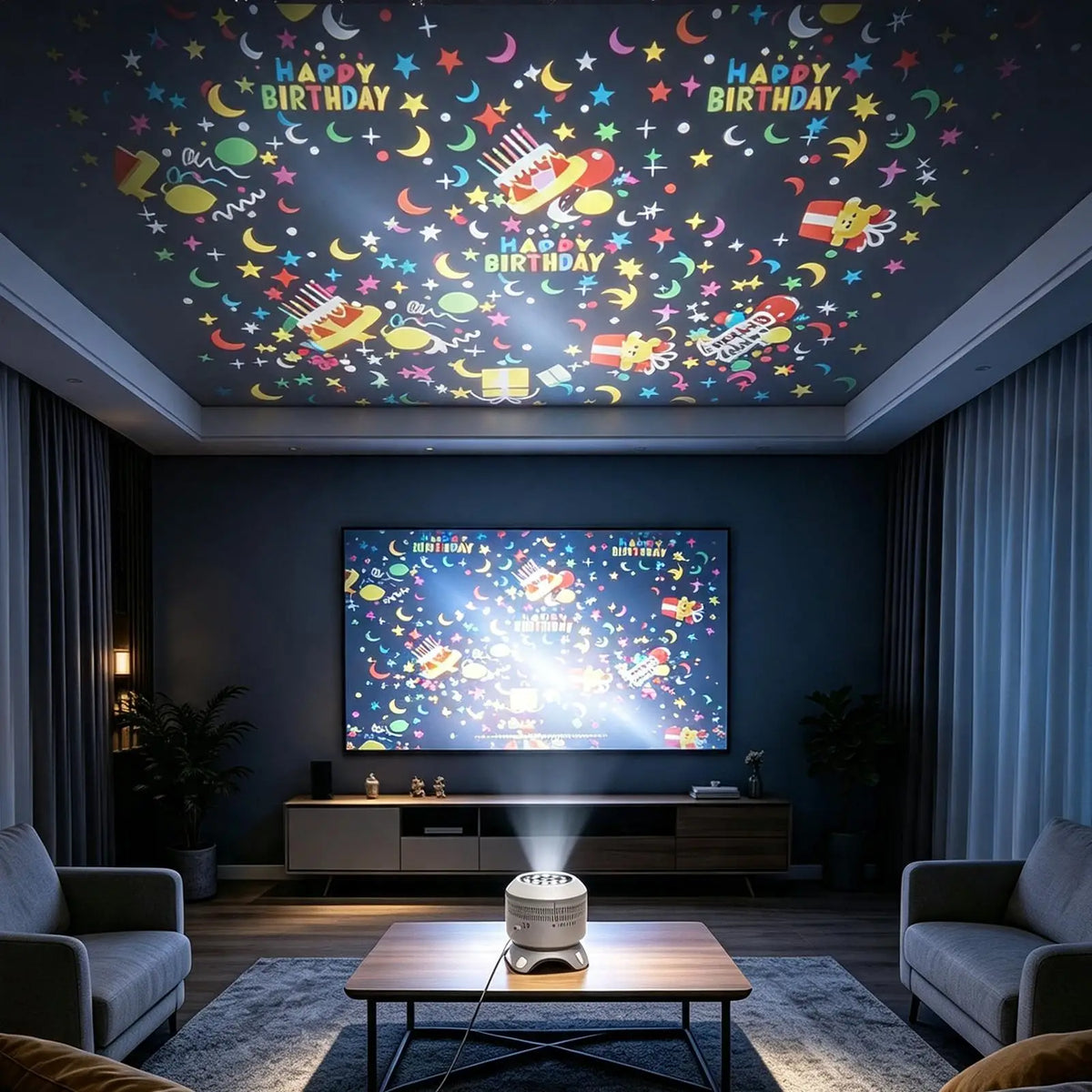 Projector Lamp 8-in-1 Christmas Snowflake Halloween Sea Projection Light Ceiling Projector For Christmas Halloween Party Night