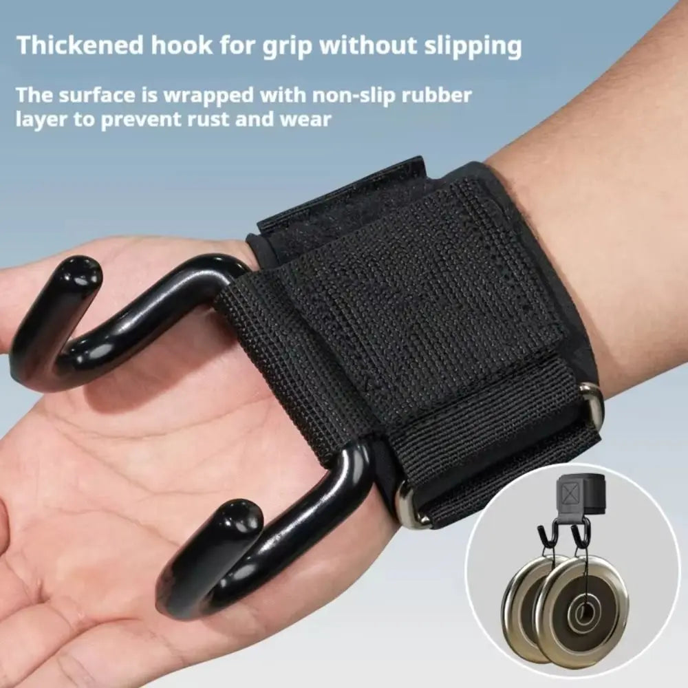 2PCS Adjustable Grips Weight Lifting Hooks Black Wrist Strength Workout Weightlifting Straps Fitness Accessories Fitness Hooks
