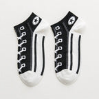 1 Pair Men Casual Socks Fashion Creative Denim Shoes Patterns Socks Japanese Happy Women Soxs Spring Summer Autumn Korean Styles