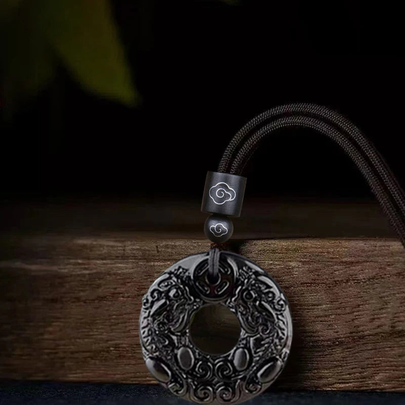 Exquisite Double-sided Carved Jade Safety Buckle Brave Troops Keyring Wealth Transfer Handcrafted Retro Carved Pendant Necklace Secondary image