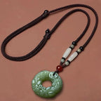 Exquisite Double-sided Carved Jade Safety Buckle Brave Troops Keyring Wealth Transfer Handcrafted Retro Carved Pendant Necklace