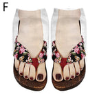 1 Pair 3D Printing Pattern Flip Flop Socks Funny Socks for Women Flip-flop Ankle Socks Low Cut Floor Socks Hosiery Novelty Gifts