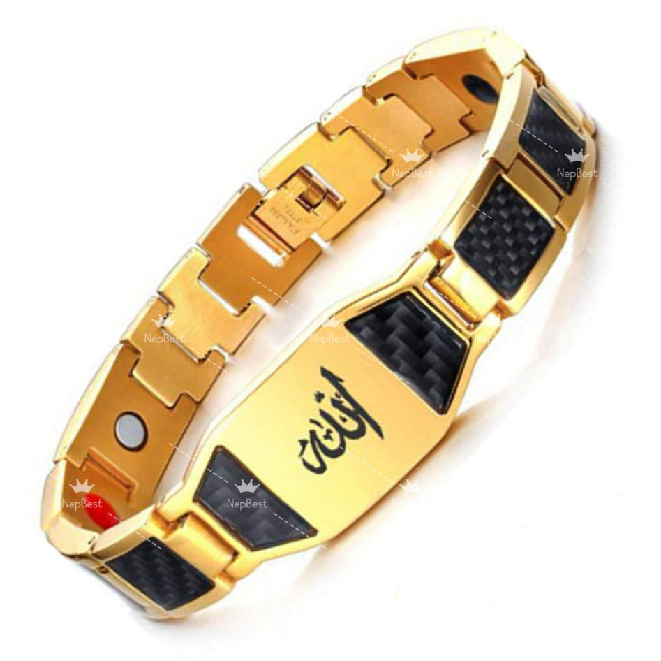 18K Gold Plated Titanium Steel Magnetic Bracelet | Black & Gold Luxury DIY Curved Luxury Statement Cuff for Men