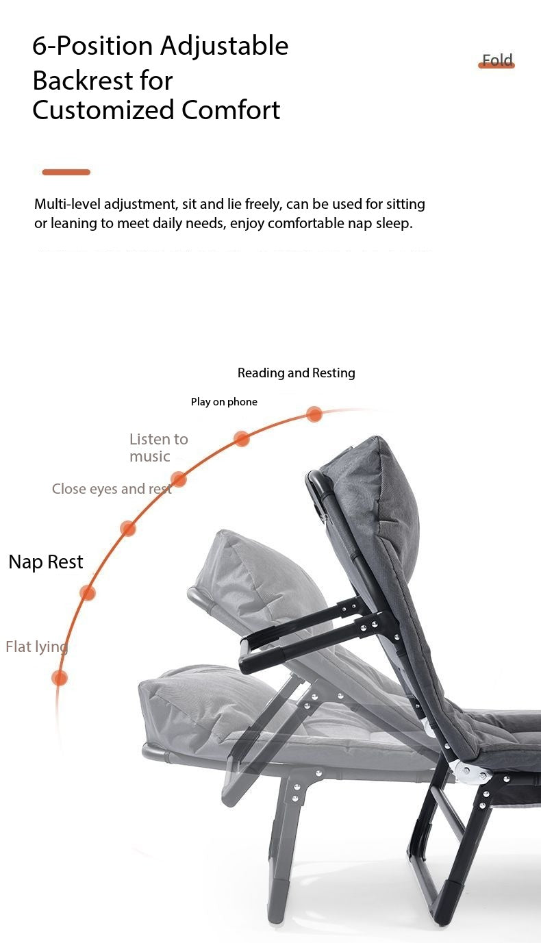 Roll-Away Bed Office Portable Escort Recliner Marching Chair Household Simple Siesta Artifact Camp Bed
