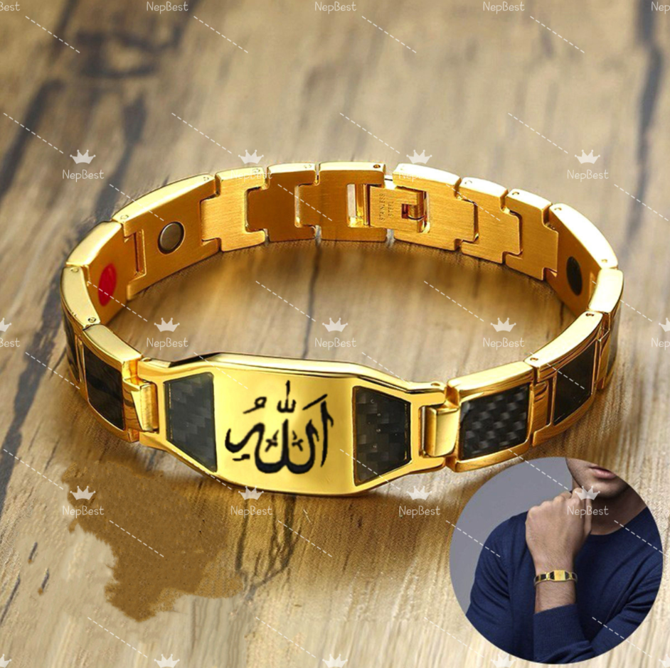 18K Gold Plated Titanium Steel Magnetic Bracelet | Black & Gold Luxury DIY Curved Luxury Statement Cuff for Men